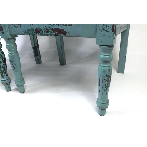 18 - Pair of camouflage painted wooden garden seats