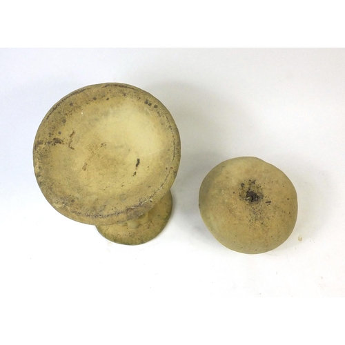 61 - Garden stoneware toadstool seat and a stoneware apple