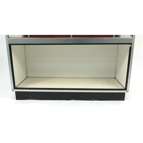 97 - Aluminium framed display cabinet, 180cm high x 120cm wide x 45cm deep