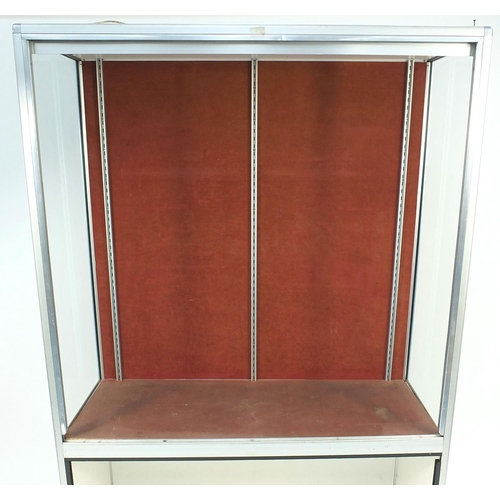 97 - Aluminium framed display cabinet, 180cm high x 120cm wide x 45cm deep