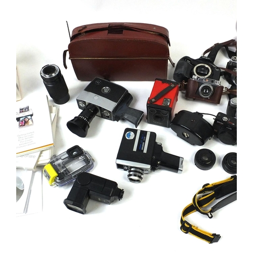 134 - Group of vintage cameras and accessories including Praktica, Bolex, Kodak and Minolta etc