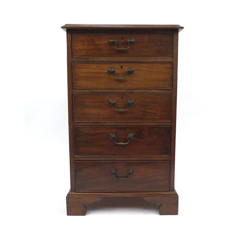 12A - Mahogany pedestal five drawer chest, 86cm high x 53cm wide x 47cm deep