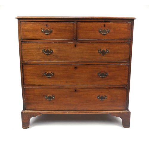 5A - Georgian mahogany five drawer chest fitted with two short above three long graduated drawers, 110cm ... 
