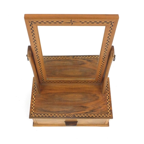 71A - Inlaid toilet mirror fitted with a drawer to the base, 53cm high