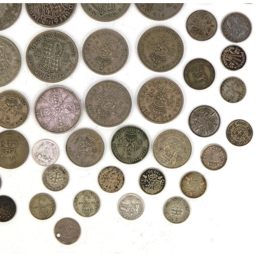 2431 - Group of British pre decimal coinage some silver examples including half crowns, three penny bit, sh... 