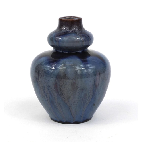 2109 - Royal Lancastrian double gourd pottery vase, factory marks to the base, 13cm high