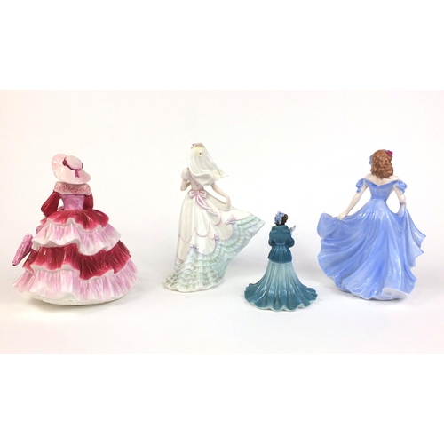 2088 - Group of four Coalport figurines comprising, Wedding day, Pamela, Daphne and Daffodil Ball, each wit... 