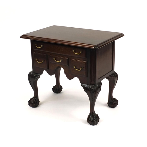 2043 - Georgian lowboy design mahogany chest of small proportions with claw and ball feet, 56cm high x 62cm... 