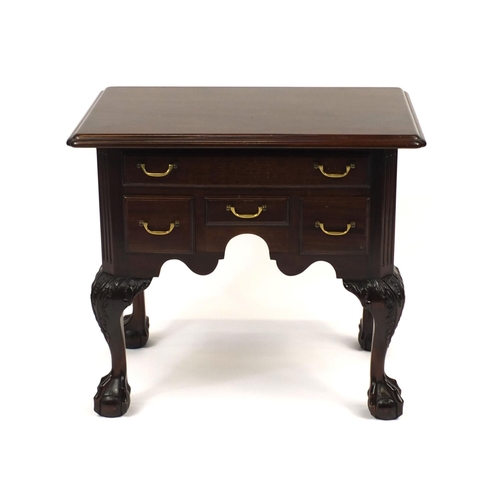 2043 - Georgian lowboy design mahogany chest of small proportions with claw and ball feet, 56cm high x 62cm... 