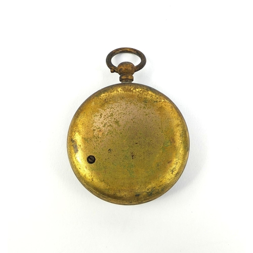 67 - Victorian gilt brass cased pocket altimeter, the dial numbered.1130, 5.2cm in diameter