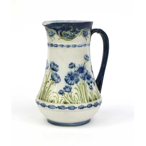 748 - Moorcroft McIntyre Florian ware pottery jug, hand painted and tube lined with poppies, factory marks... 