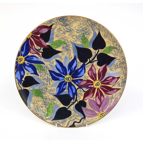 762 - Carlton Ware handcraft plate, hand painted with stylised flowers, factory marks to the reverse, 32cm... 