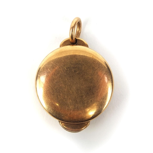 68 - Unmarked gold Wealemefna Morris patent map measurer, 2.7cm in diameter, approximate weight 19.0g