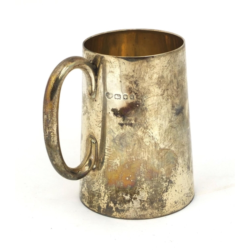 836 - Silver tankard of tapering form, G & Co London 1931, 10cm high, approximate weight 192.0g