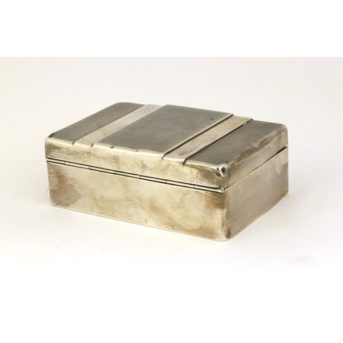 835 - Adie Brothers silver cigarette box, the stepped lid with engine turned decoration, Birmingham 1935, ... 