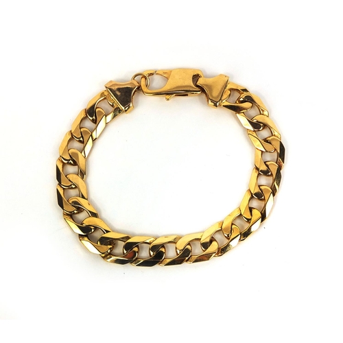 2441 - Large 9ct gold gentleman's curb link bracelet , 22cm long, approximate weight 38.2g