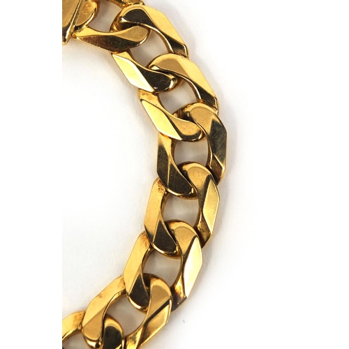 2441 - Large 9ct gold gentleman's curb link bracelet , 22cm long, approximate weight 38.2g