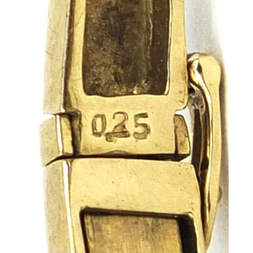 2442 - Unmarked gold diamond Greek key bangle, 7cm long, approximate weight 12.3g