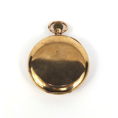 1075 - 9ct gold gentleman's open face pocket watch, numbered 718269 to the movement, 5cm in diameter, appro... 