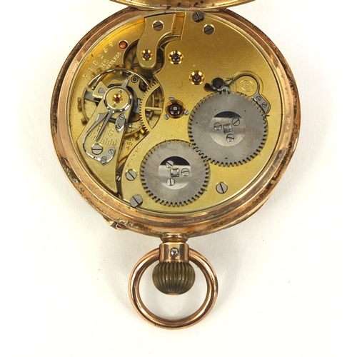 1075 - 9ct gold gentleman's open face pocket watch, numbered 718269 to the movement, 5cm in diameter, appro... 