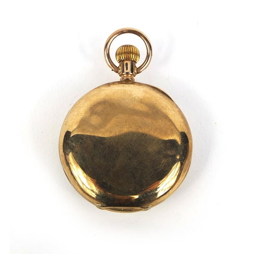 1092 - 9ct gold ladies pocket watch, numbered 182171 to the case, 3.2cm in diameter, approximate weight 24.... 