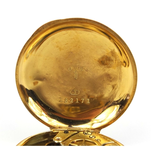 1092 - 9ct gold ladies pocket watch, numbered 182171 to the case, 3.2cm in diameter, approximate weight 24.... 