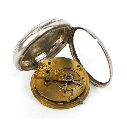 1086 - Silver L.Desh gentleman's open face pocket watch with fusee movement, numbered 24515 to the movement... 