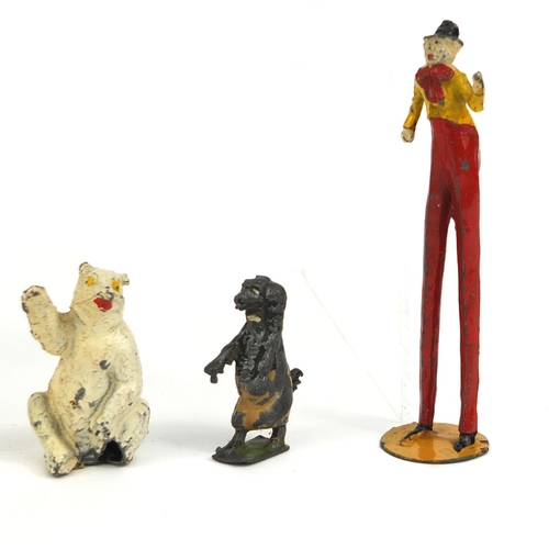 427 - Group of hand painted lead circus figures, animals and accessories, including bears, circus leader, ... 