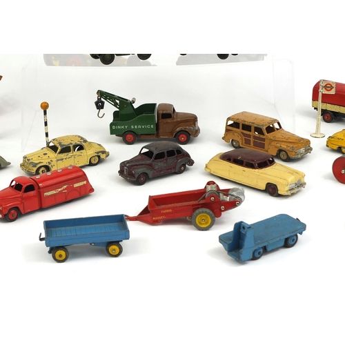 416 - Collection of die cast Dinky Toys vehicles and accessories including Massey-Harris tractor and manur... 
