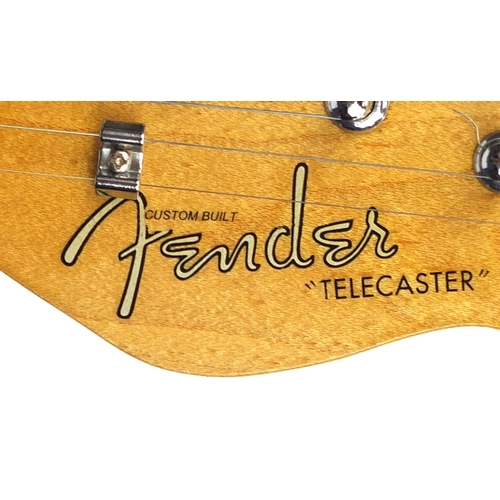 2166 - Custom built Fender telecaster six string electric guitar, made in USA, with carrying case, 100cm in... 