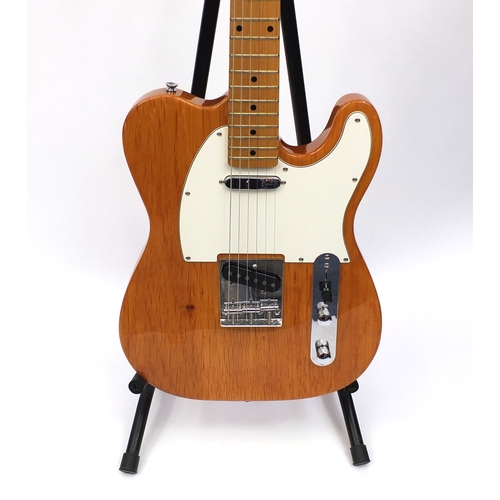 2166 - Custom built Fender telecaster six string electric guitar, made in USA, with carrying case, 100cm in... 