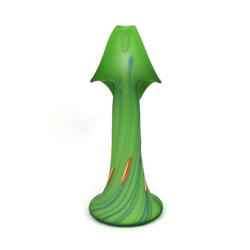 2128 - Large Jack in the pulpit colourful glass vase with swirling decoration, 44cm high