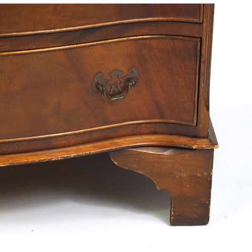 2013 - Reproduction mahogany serpentine fronted four drawer chest with bracket feet, 84cm high x 76cm wide ... 