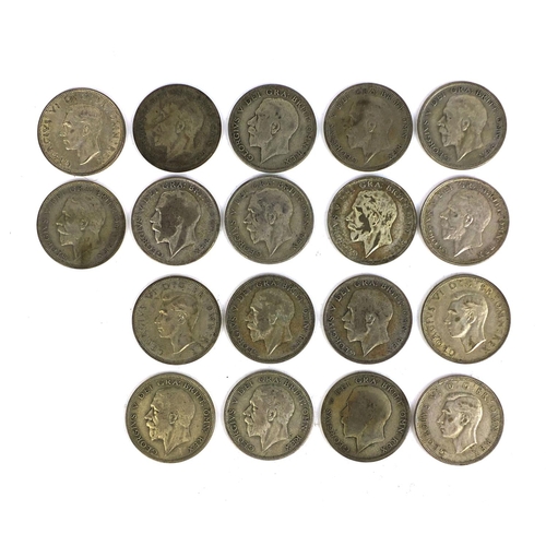 2430 - Group of British pre decimal half crowns, approximate weight 253.0g