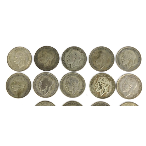 2430 - Group of British pre decimal half crowns, approximate weight 253.0g