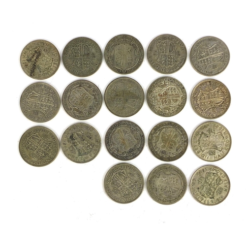 2430 - Group of British pre decimal half crowns, approximate weight 253.0g