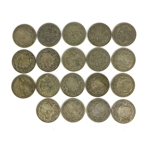 2429 - Group of British pre decimal half crowns, approximate weight 264.0g