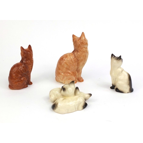 2079 - Four Beswick cats including two ginger examples, factory marks to the bases of each, the tallest 14c... 