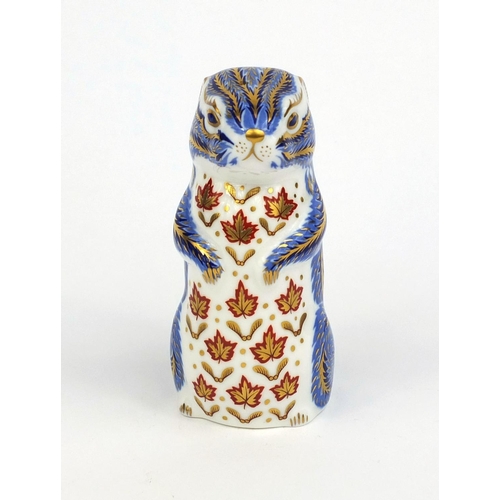 2067 - Royal Crown Derby squirrel paperweight with gold stopper, factory marks to the base, 10.5cm high