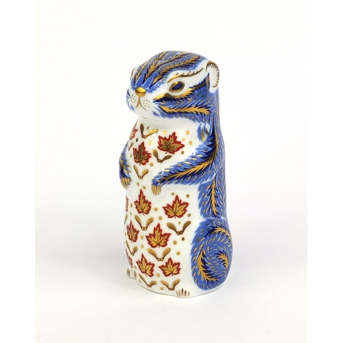 2067 - Royal Crown Derby squirrel paperweight with gold stopper, factory marks to the base, 10.5cm high