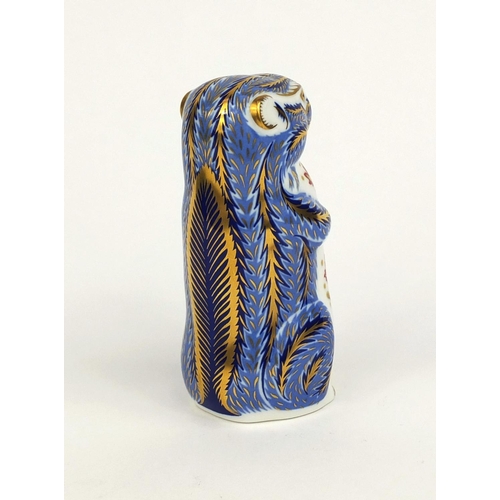 2067 - Royal Crown Derby squirrel paperweight with gold stopper, factory marks to the base, 10.5cm high