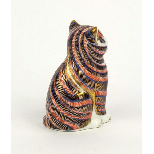 2068 - Royal Crown Derby cat paperweight with gold stopper, factory marks to the base, 8.5cm high