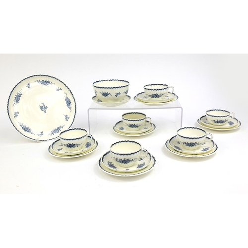 2232 - Royal Worcester part coffee set including six trio's and a bowl, each with floral decoration and fac... 