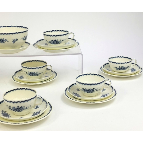 2232 - Royal Worcester part coffee set including six trio's and a bowl, each with floral decoration and fac... 