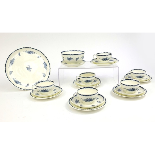 2232 - Royal Worcester part coffee set including six trio's and a bowl, each with floral decoration and fac... 