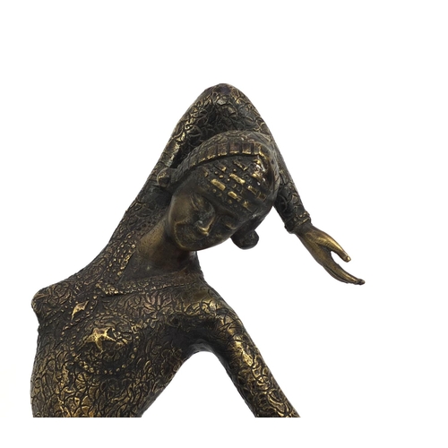 2119 - Large bronze study of an Art Deco dancer raised on a stepped circular base, 53cm high