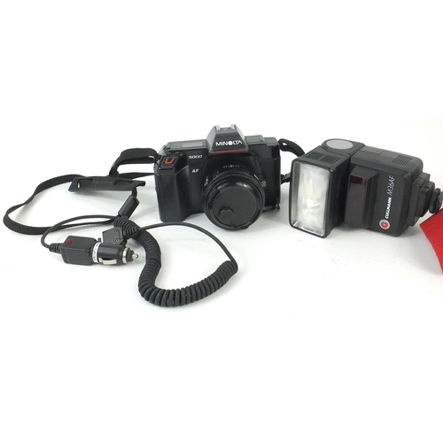 207 - Canon EOS digital camera and a Minolta 5000 camera with flash unit