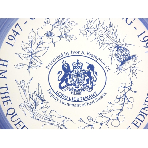 389 - Rye pottery cinque ports commemorative plate HM The Queen, HRH The Duke of Edinburgh, Golden Wedding... 