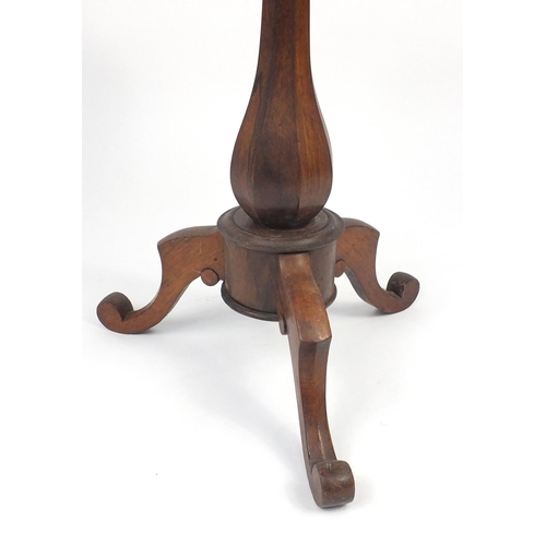 104 - Victorian circular rosewood occasional table with tripod base, 67cm high x 48cm in diameter