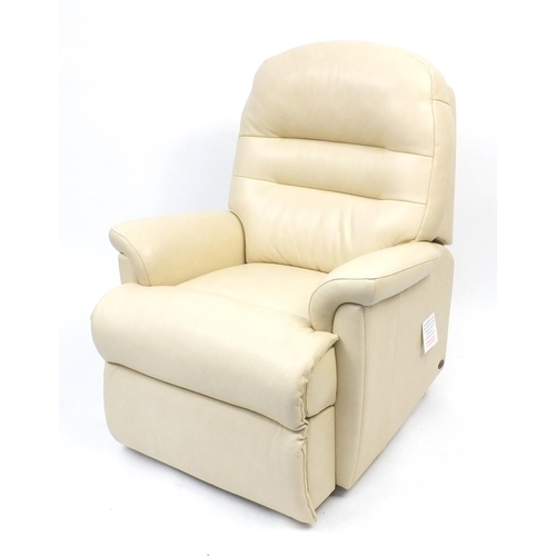 31 - Sherborne cream leather electric reclining  armchair
